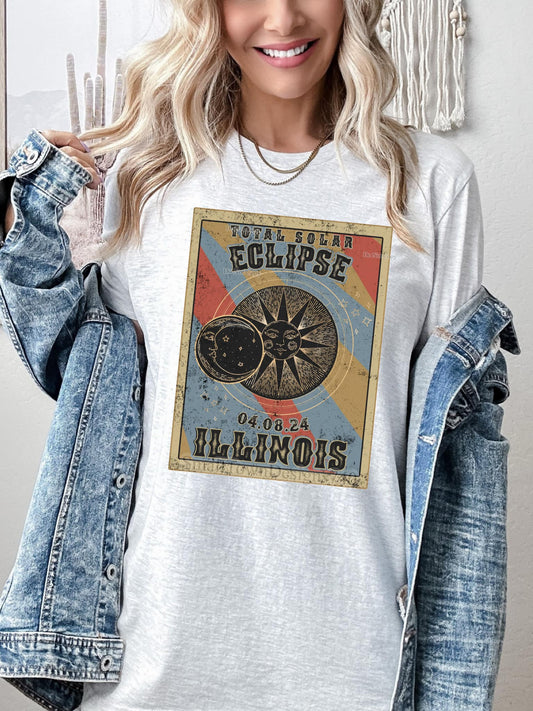 Vintage Solar Eclipse Illinois DTF Transfer 05352
