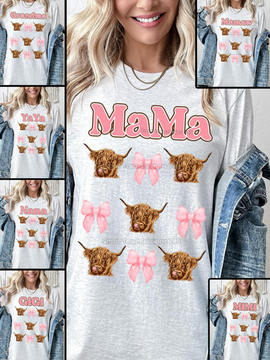 Highland Cow Mama (and Others) DTF Transfer 05282