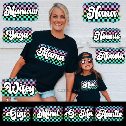Color Checkered Mama (and Others) DTF Transfer 05263