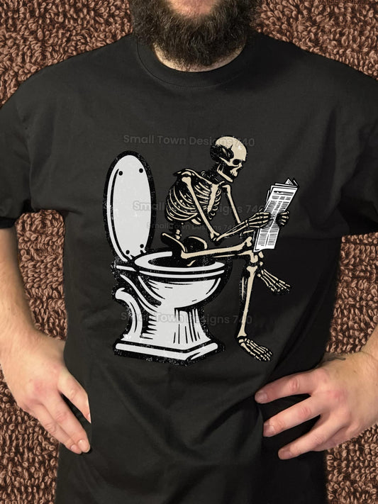 Skeleton on Toilet