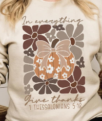 In Everything Give Thanks Floral Pumpkin Collage 04450