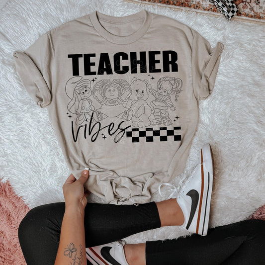 Teacher Vibes Black Checkered 05007