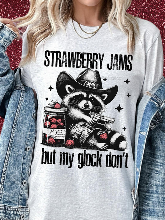 Strawberry Jams But My Glock Don’t Raccoon Cowboy 04946