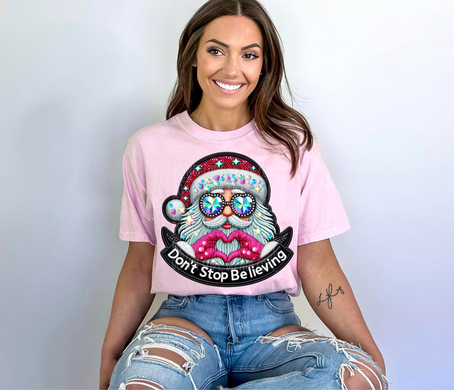 Faux Don't Stop Believing Santa 04834