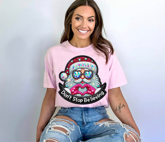 Faux Don't Stop Believing Santa 04834