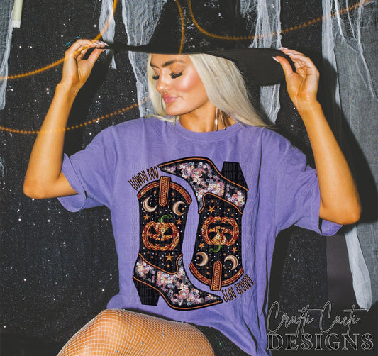 Halloween Boots Howdy Boo Stay Spooky 04762