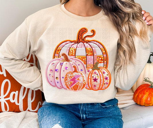 Retro Pumpkins Faux Embroidery 04761
