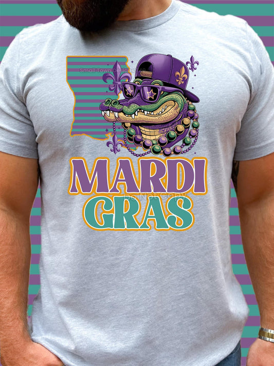Mardi Gras Aligator DTF Transfer 03670