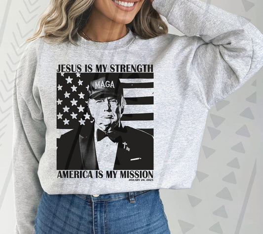 Jesus is my strength america is my mission DTF Transfer 03647