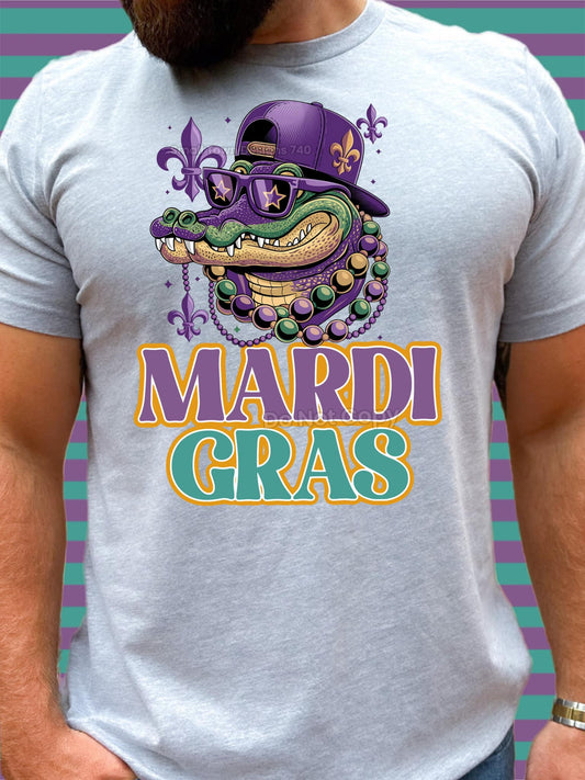 Mardi Gras Aligator without background DTF Transfer 03645
