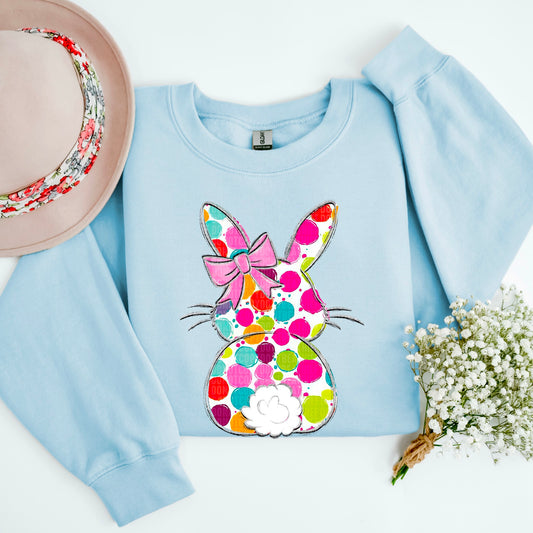 Colorful Polka Dot Bunny with Bow 02845