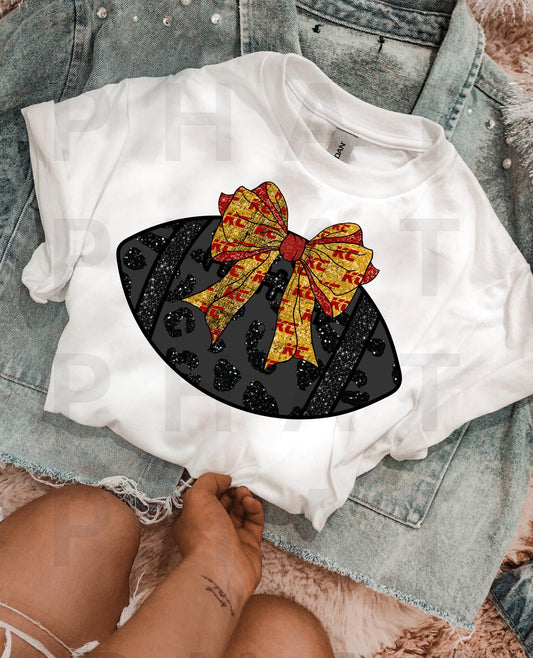 Kansas City Chiefs Faux Glitter Leopard Football 03477