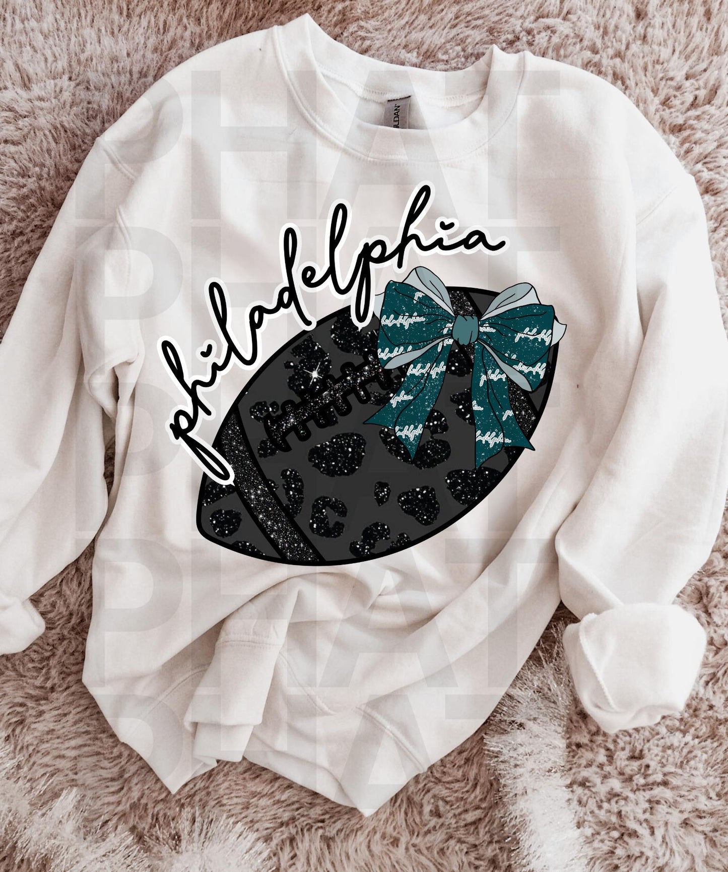 Philadelphia Eagles Faux Glitter Leopard Football 03444