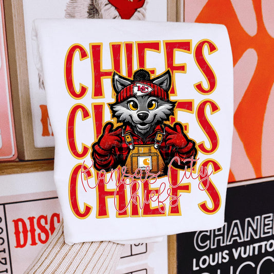 Red Stacked Chiefs Man Wolf Overalls 03022