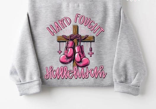Hard Fought Hallelujah Wooden Cross Pink Boxing Gloves 02883