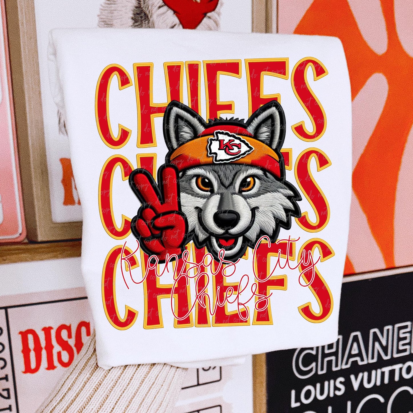 Red Stacked Chiefs Peace Wolf 03024