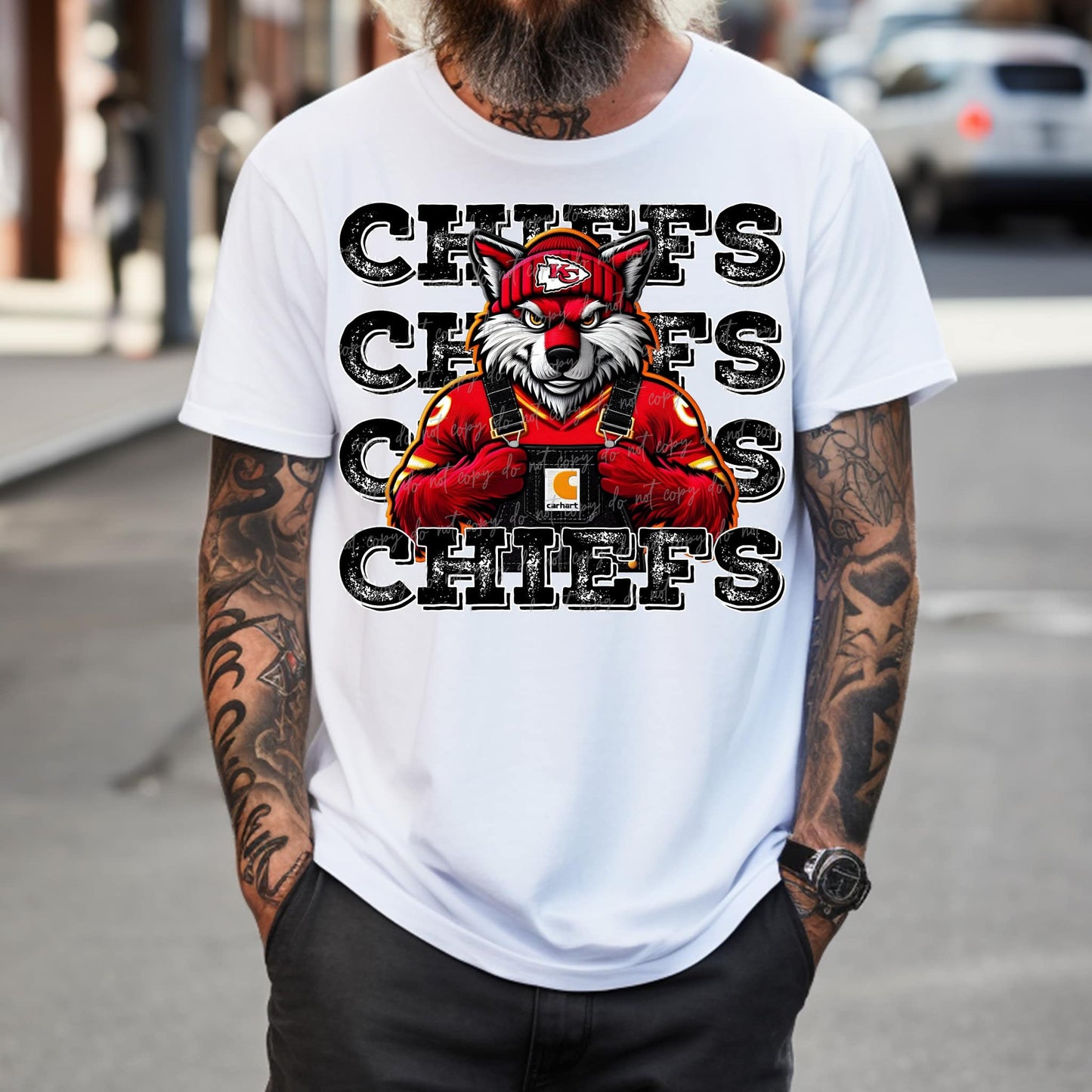 Black Stacked Chiefs Wolf Men Overalls 03027