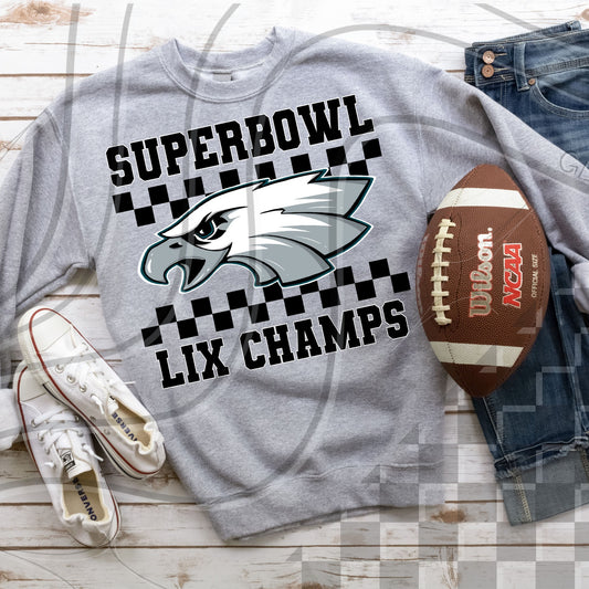 SB LIX Champs Eagles Simple Checkered 02974