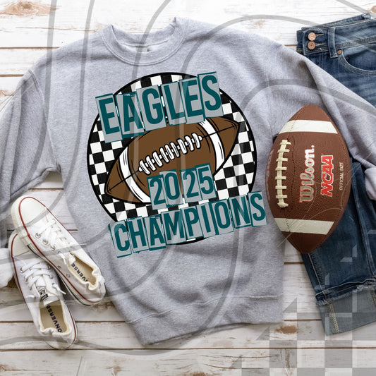Eagles SB Champions Checkered Football 02976