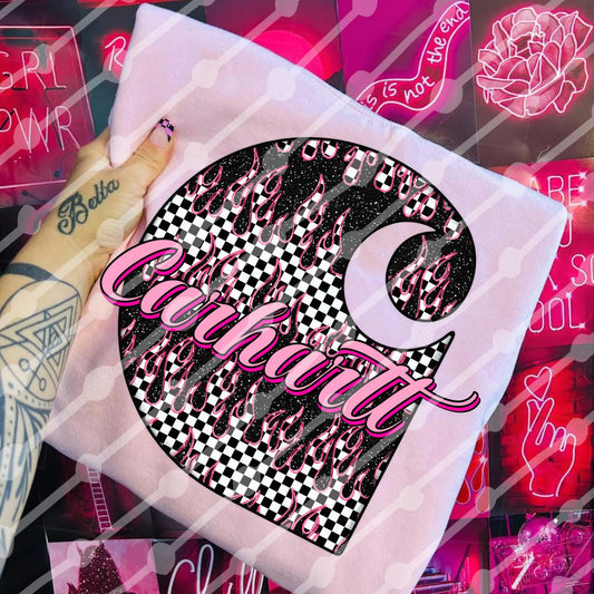 Pink Checkered Flames CH 07146