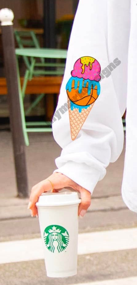 Basketball Ice Cream Cone Drip 02694