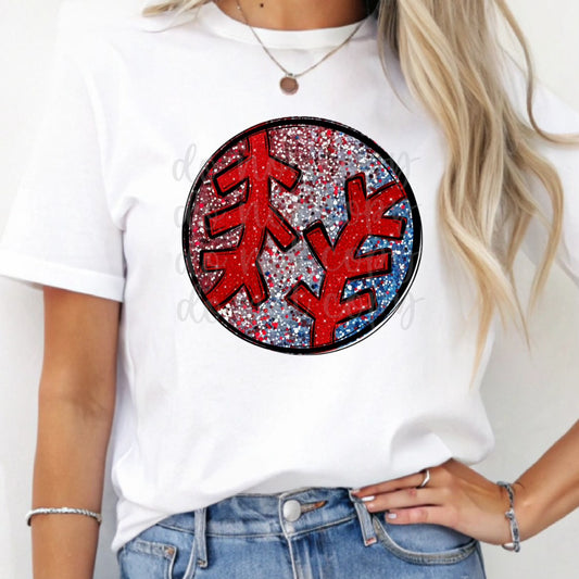 Faux Glitter Baseball 02558