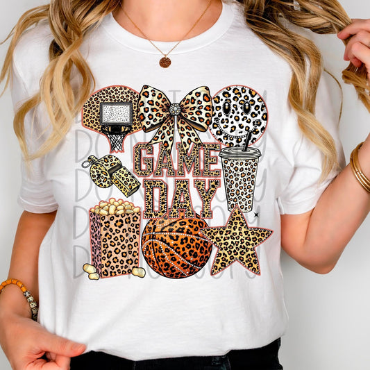 Faux Game Day Rhinestone Leopard Basketball 02187