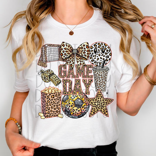 Faux Game Day Rhinestone Leopard Soccer 02186