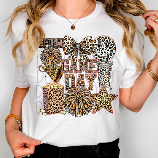 Faux Game Day Rhinestone Leopard Cheer 02191