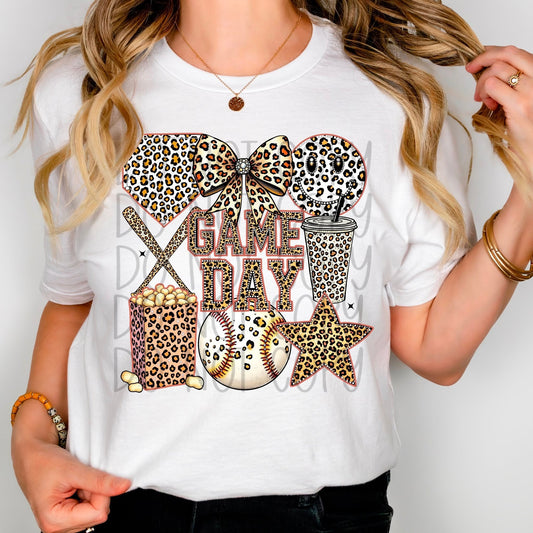 Faux Game Day Rhinestone Leopard Baseball 02184