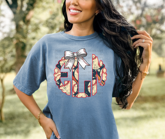 Custom Baseball Coquette Monogram 00983