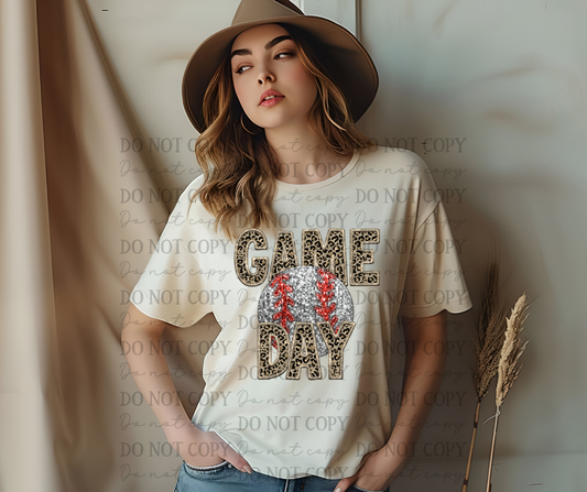 Game Day Faux Glitter Leopard Print 03250