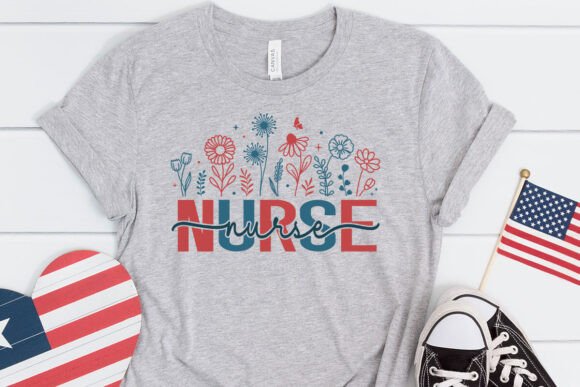 Patriotic Floral Nurse 02117
