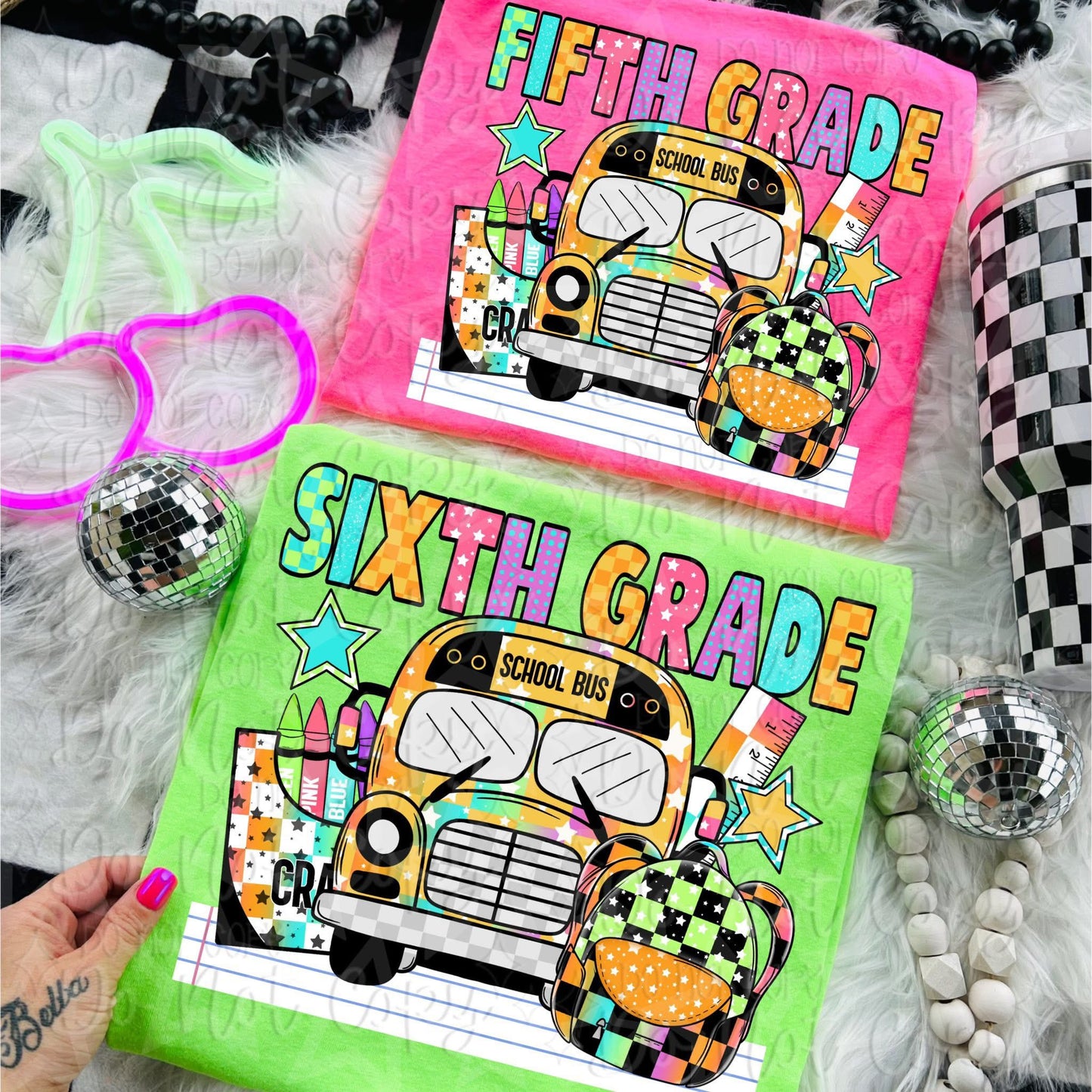 Neon Bus Grade Levels Teacher (Choose Yours) 01614