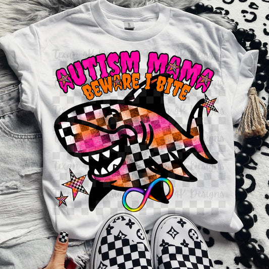 Autism Mama Shark Pink Orange 01559