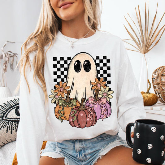 Boho Fall Ghost Pumpkins 01390