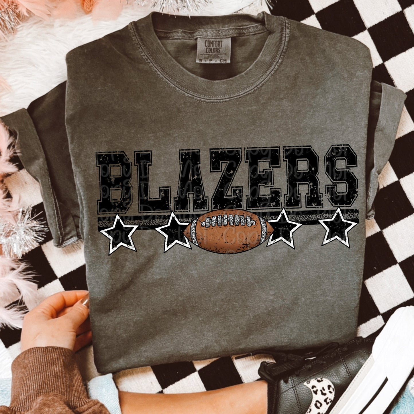 Leopard Football Mascot with Stars (Choose Yours) 01286