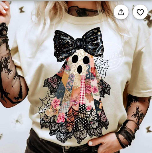Patchwork Ghost with Big Bow 00801