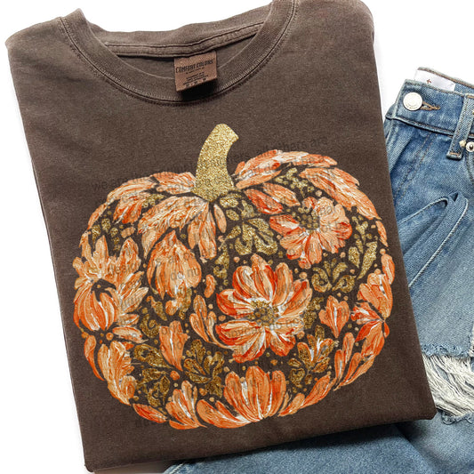 Painted Floral Pumpkin 00727