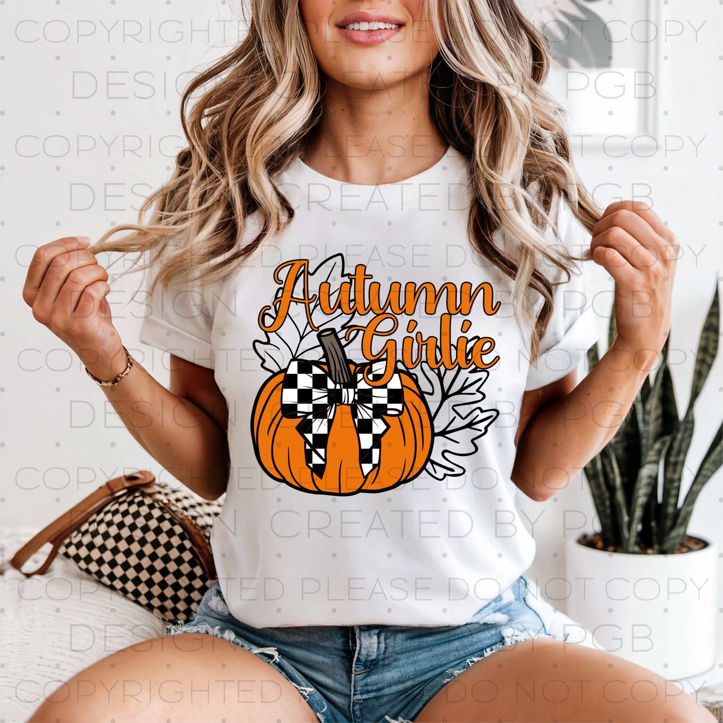 Autumn Girlie Checkered Coquette Pumpkin 01127