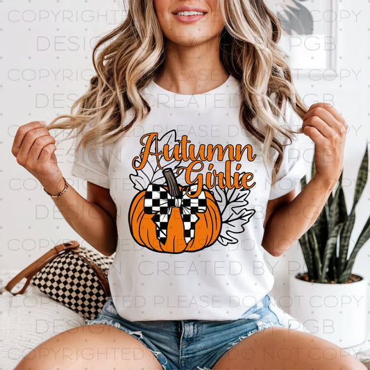 Autumn Girlie Checkered Coquette Pumpkin 01127