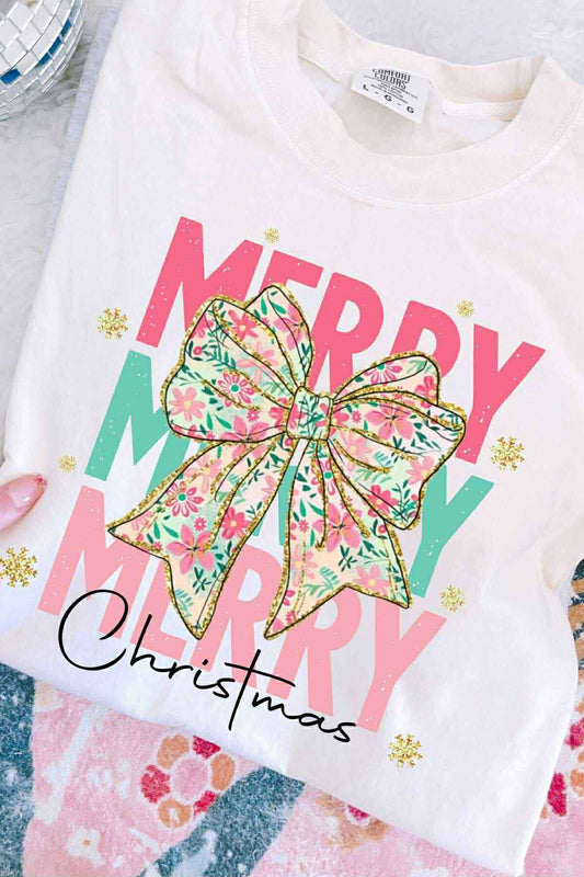 Merry Christmas Stacked Floral Coquette 00656