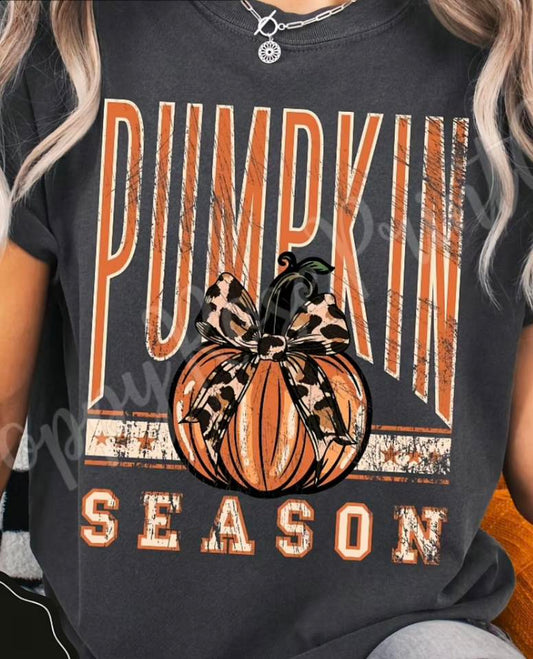 Pumpkin Season Leopard Bow 00616