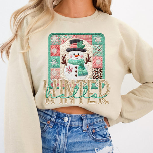 Faux Embroidery Snowman Hello Winter 00069