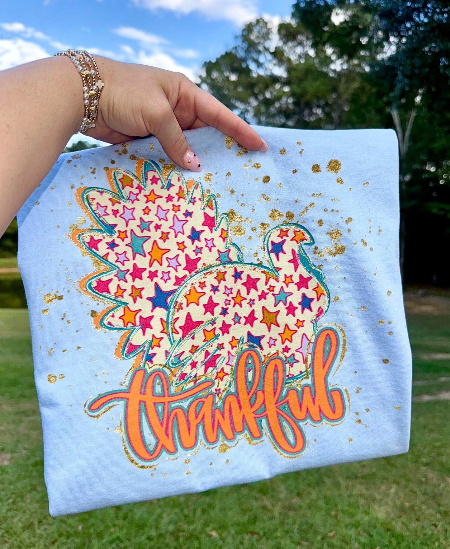 Thankful Turkey Gold Splatter Stars 00558