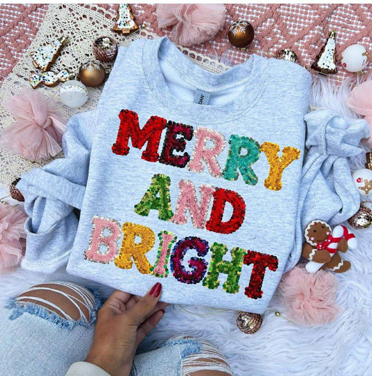 Faux Sequin Merry and Bright 00378