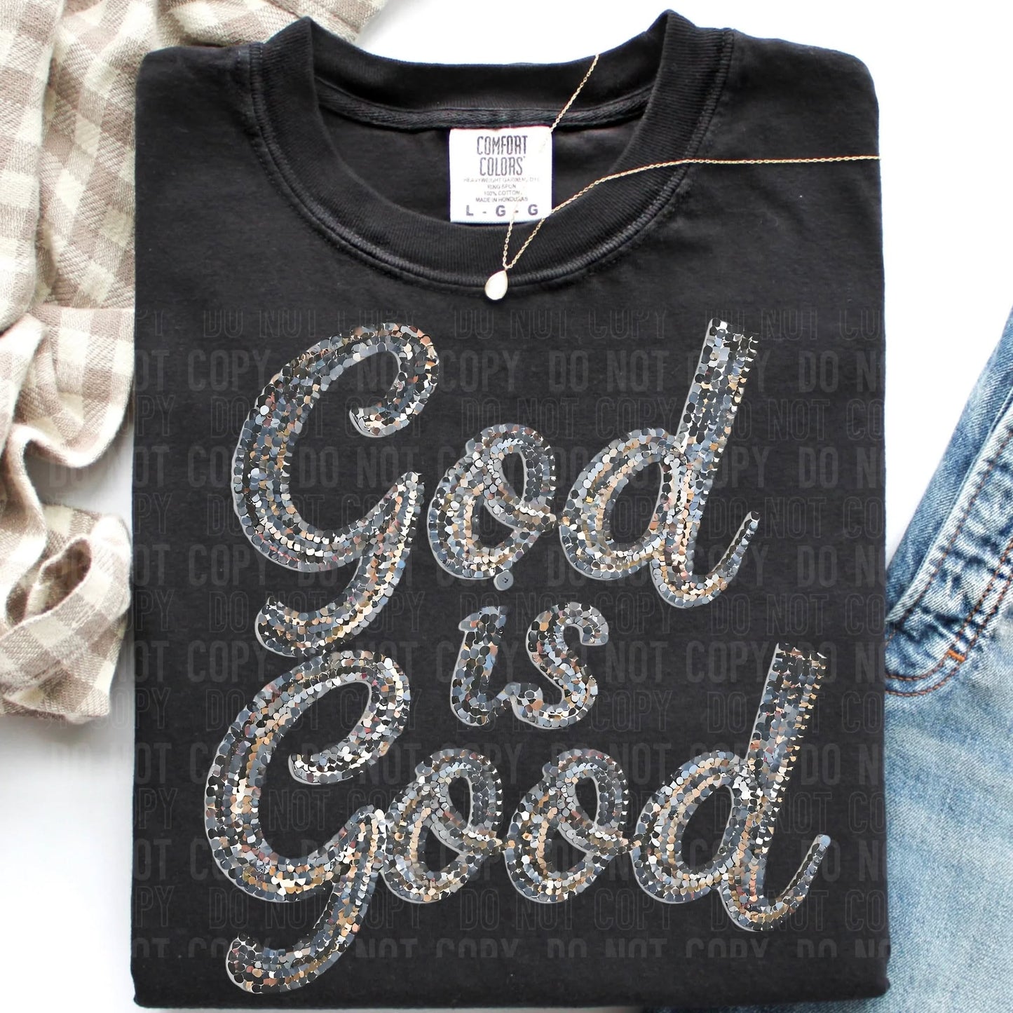 Faux Sequin God Is Good 00310
