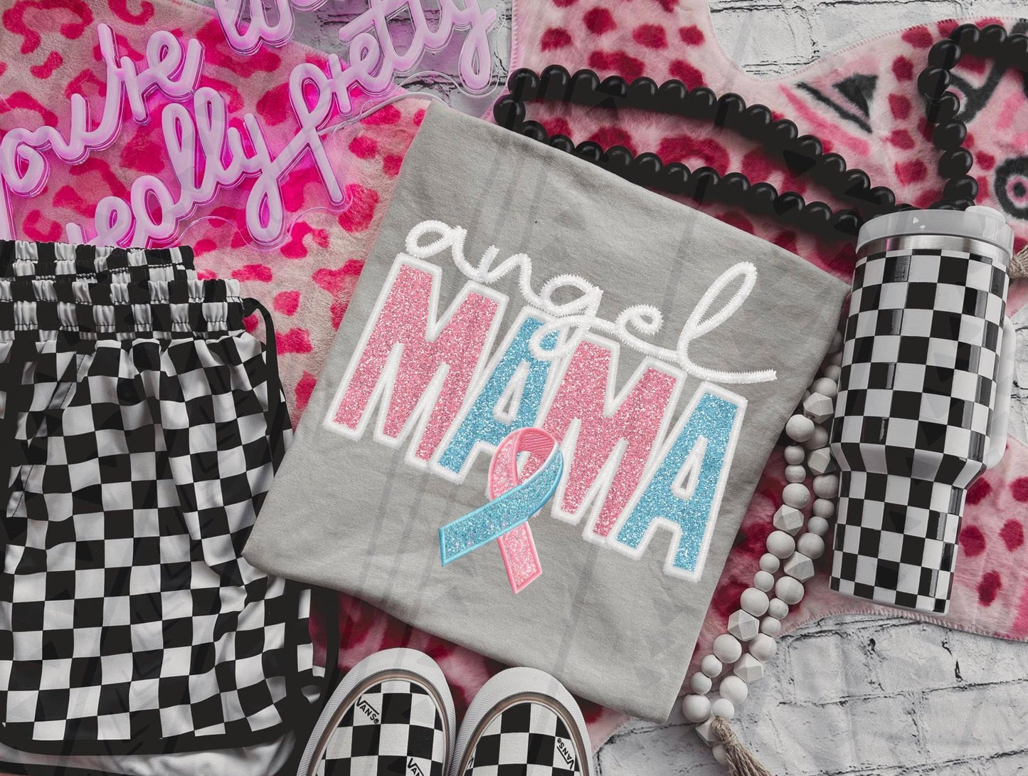 Faux Angel Mama Pink and Blue 00427