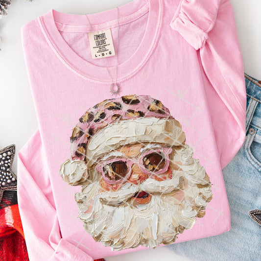Faux Painted Pink Leopard Hat Santa 00341
