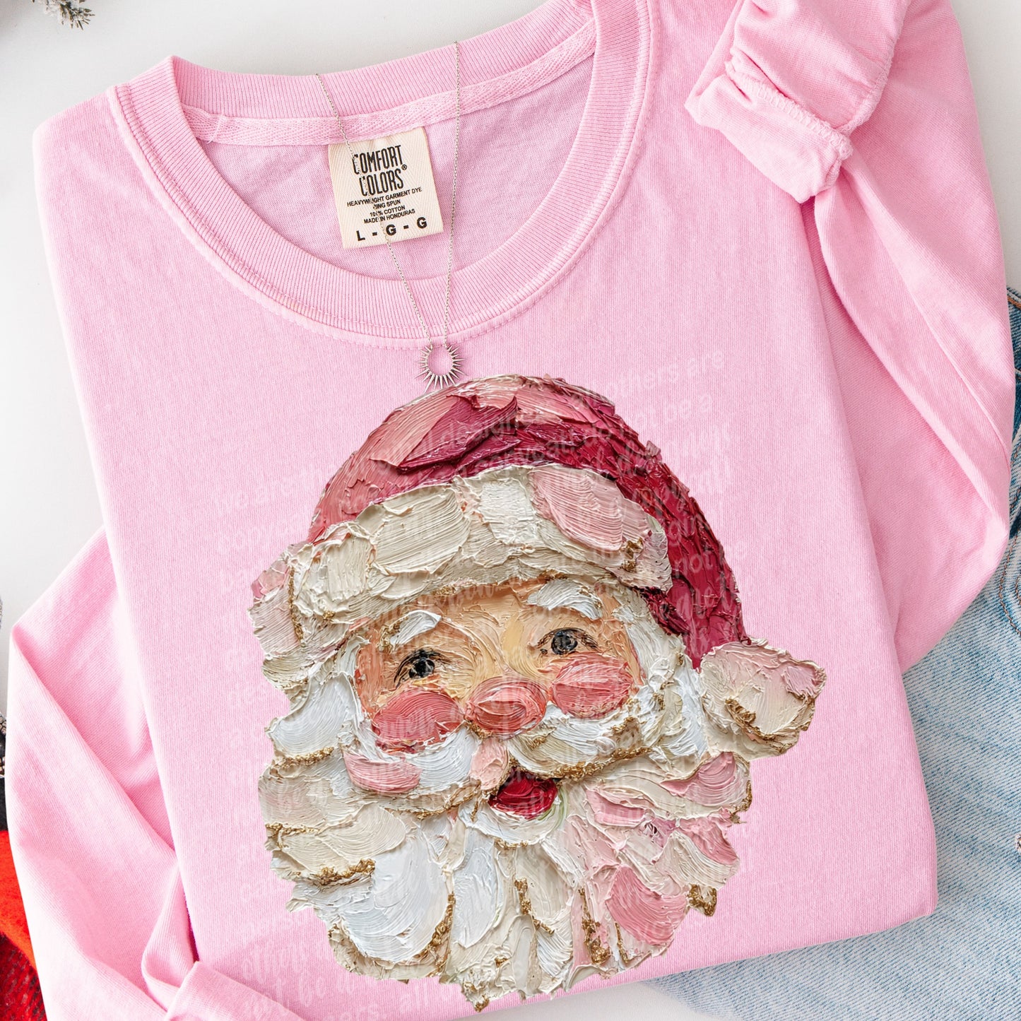 Faux Painted Pink Santa 00340